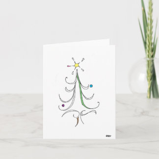 Cartão Christmas Tree holiday card . whimsical drawing