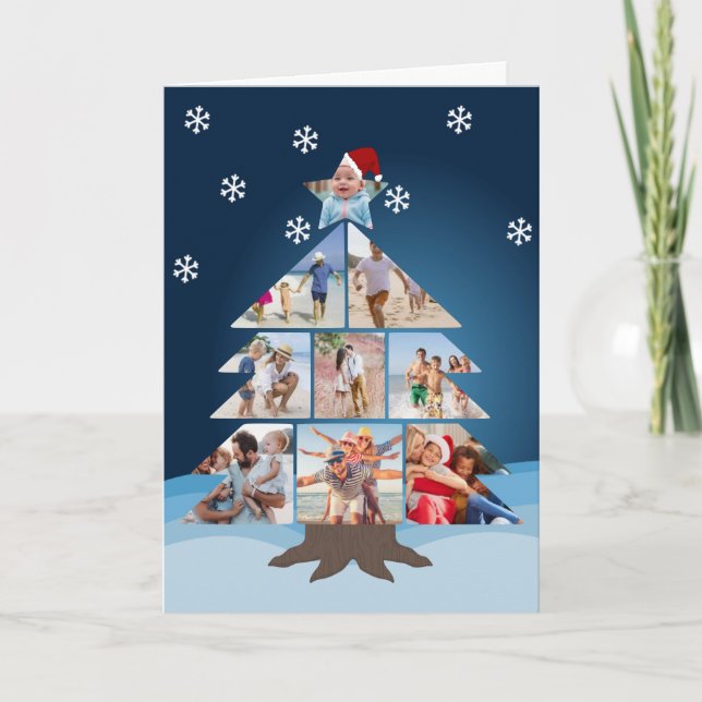 Cartão Christmas Tree Photo Card With Snowflakes (Frente)