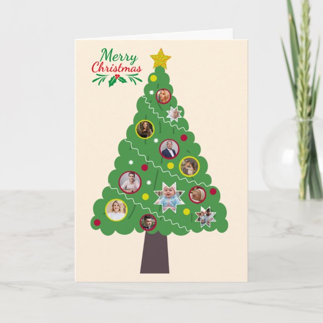 Cartão Christmas Tree Photo Collage Card (Frente)
