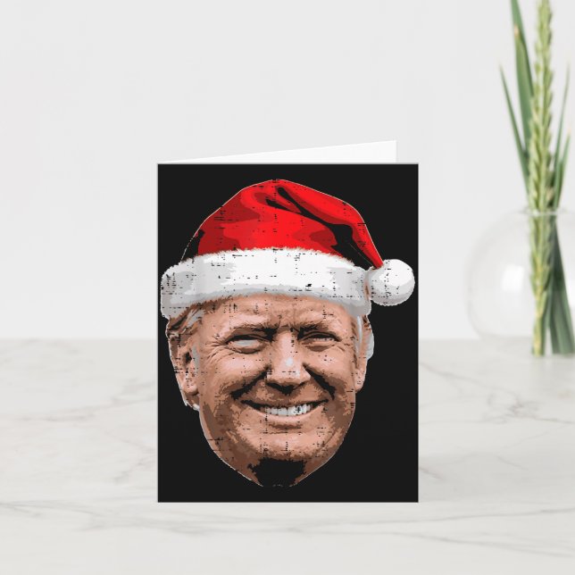 Cartão Christmas Trump Face Santa Funny Xmas Meme Men Wom (Frente)