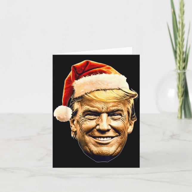 Cartão Christmas Trump Face Santa Funny Xmas Meme Men Wom (Frente)