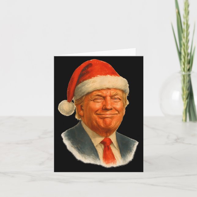 Cartão Christmas Trump Face Santa Funny Xmas Meme Men Wom (Frente)