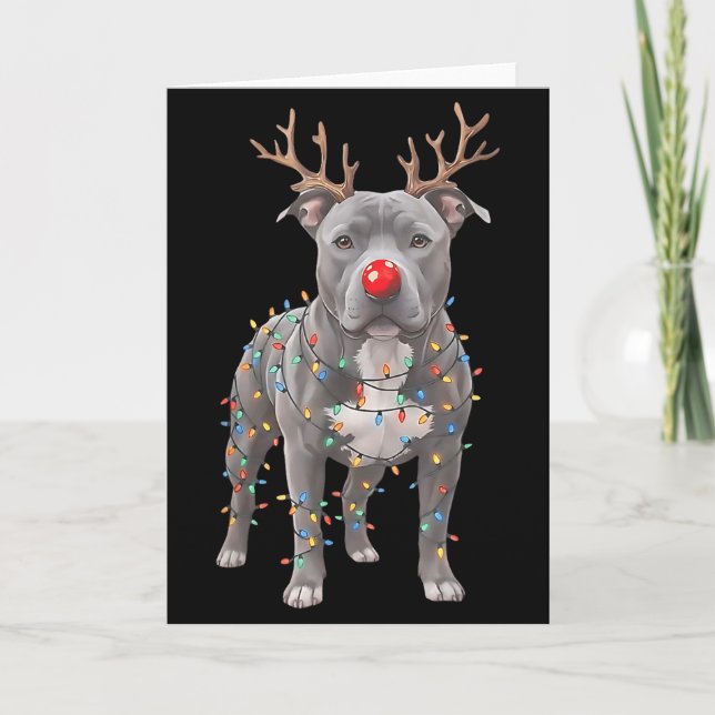 Cartão Christmas Ttie Xmas Dog Reindeer Nose Dog Lover Do (Frente)