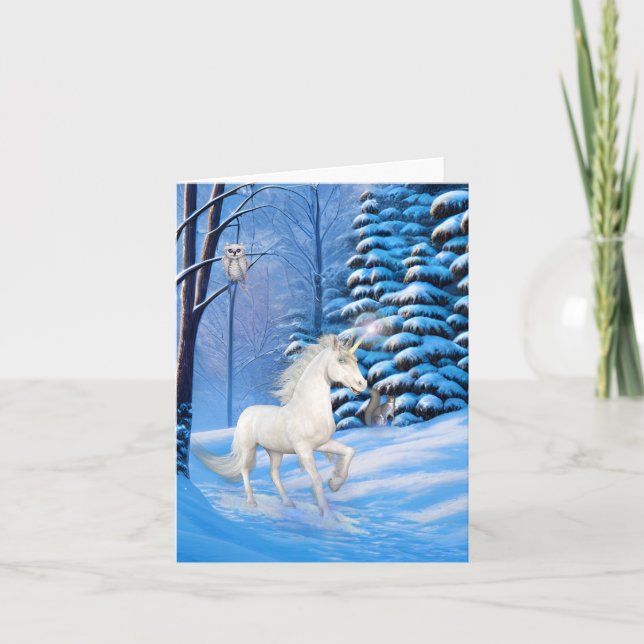 Cartão Christmas Unicorn fantasy fun christmas card (Frente)