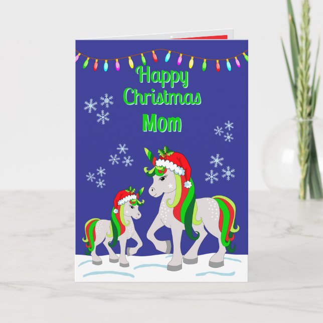 Cartão Christmas Unicorn Folded Greeting Card (Frente)