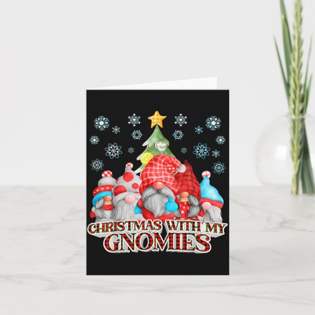 Cartão Christmas With My Gnomies Plaid Gnome Group Pajama (Frente)