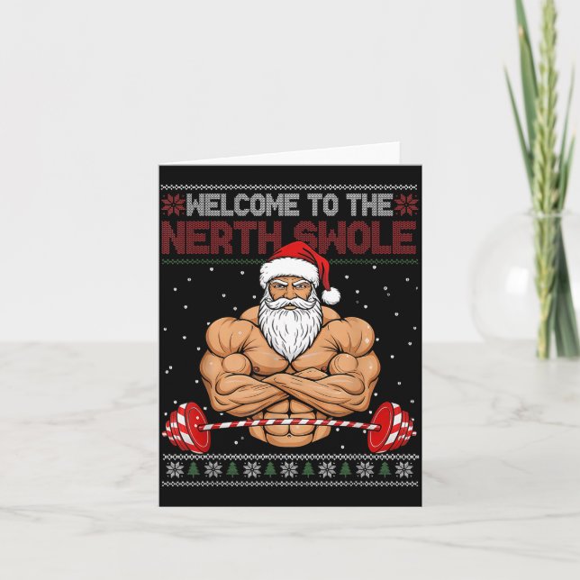Cartão Christmas Workout Welcome To North Swole Xmas Gym  (Frente)