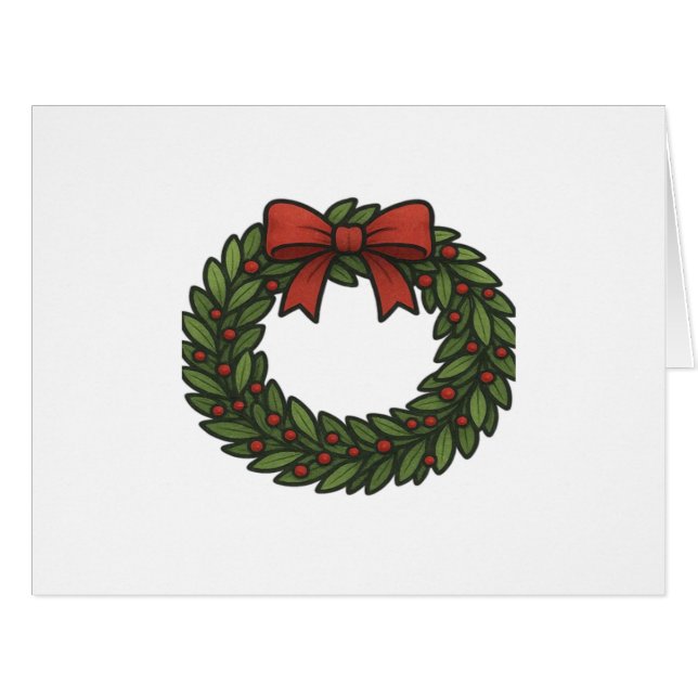 Cartão Christmas Wreath Classic (Frente horizontal)