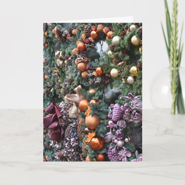 Cartão Christmas Wreouts London Reino Unido Fesason (Frente)