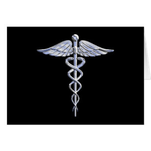 Cartão Chrome Like Caduceus Medical Symbol