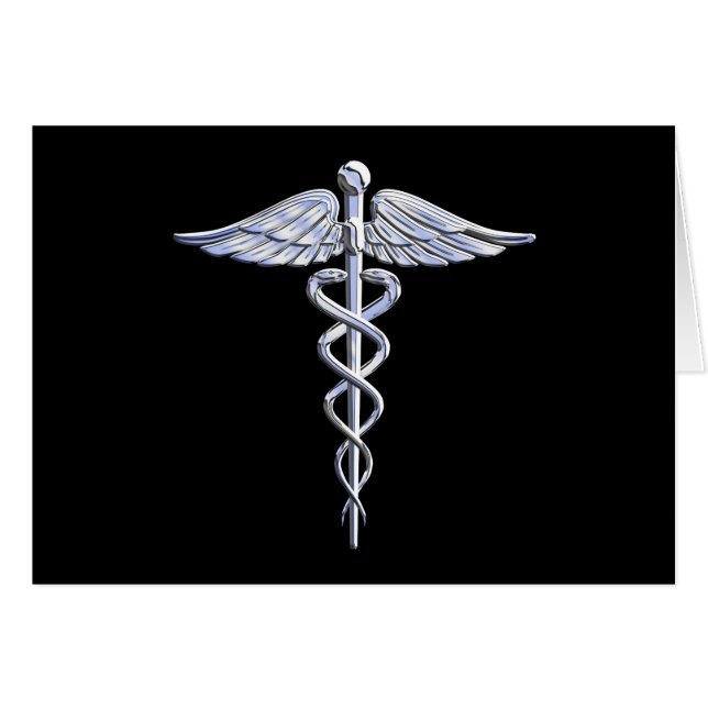 Cartão Chrome Like Caduceus Medical Symbol (Frente Horizontal)