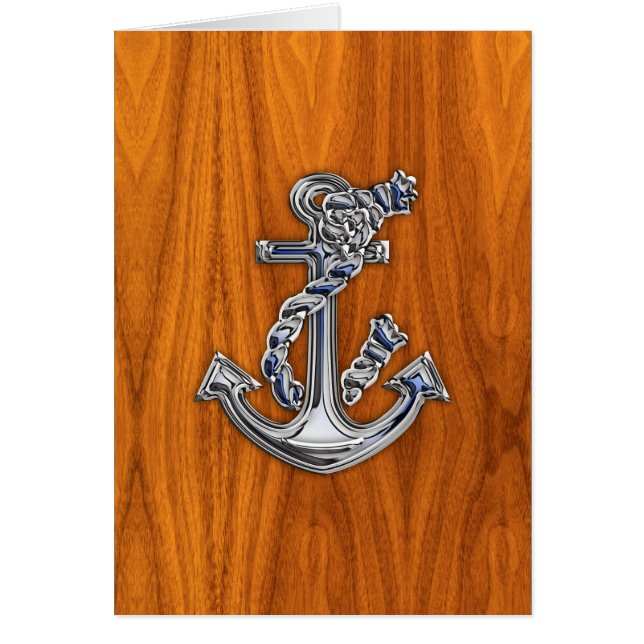 Cartão Chrome Rope Anchor em Teak Veneer (Frente)