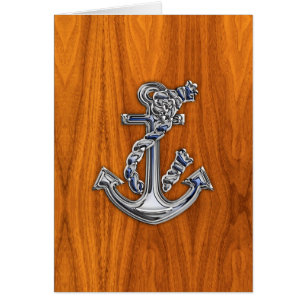 Cartão Chrome Rope Anchor em Teak Veneza