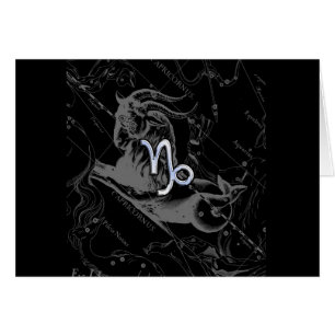 Cartão Chrome Style Capricórnio Sinal Zodiac em Hevelius