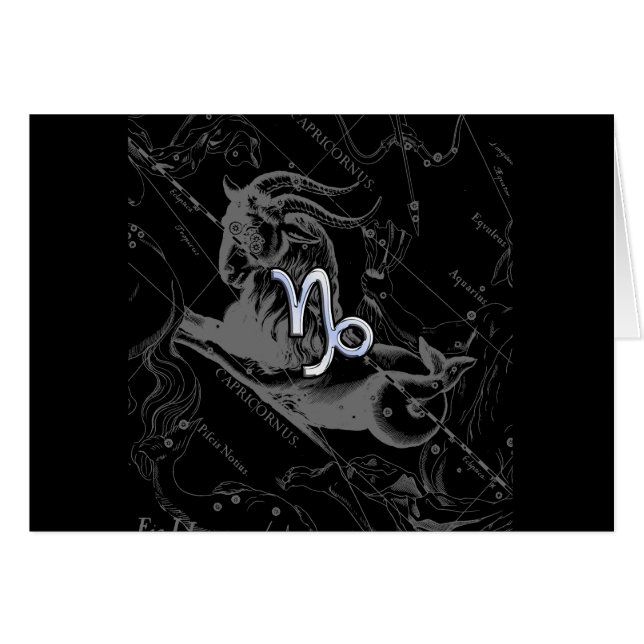 Cartão Chrome Style Capricórnio Sinal Zodiac em Hevelius (Frente Horizontal)