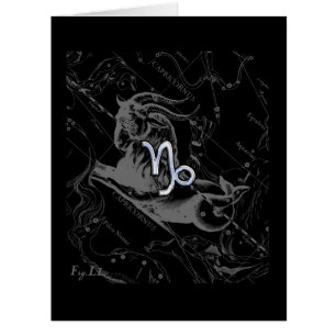 Cartão Chrome Style Capricórnio Sinal Zodiac em Hevelius