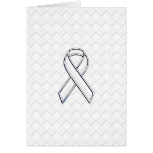Cartão Chrome White Ribbon Awarting on Checkers Impressão