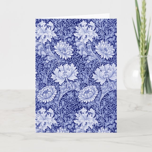 Cartão Chrysanthemum Blue, William Morris (Frente)