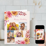 Cartão Chrysanthemum Fall Floral 5 Foto Aniversário<br><div class="desc">Cartão de aniversário floral personalizado com 5 das suas fotos e dentro de mensagens favoritas. Você também pode editar feliz aniversário para se adequar a outra ocasião, se desejar. O design apresenta belos arranjos florais de aquarela dentro e tons de ouro amarelo e rosa. Se tiver algum problema com o...</div>