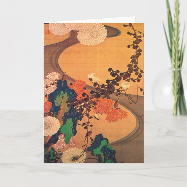 Cartão Chrysanthemums by a stream (Frente)