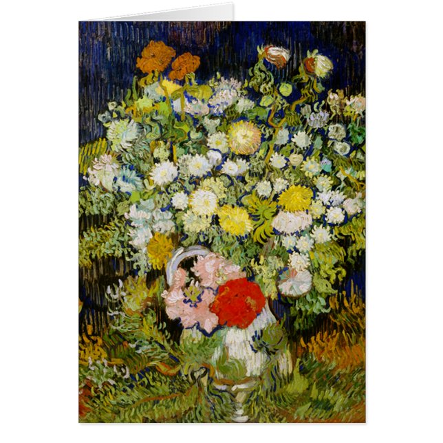 Cartão Chrysanthemums & Wild Flowers Van Gogh Fine Art (Frente)