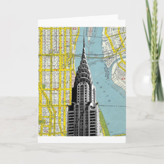 Cartão Chrysler Building with Map background
