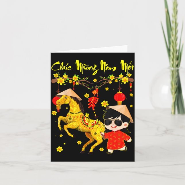 Cartão Chuc Mung Nam Moi Binh Ngo Tet 2026 Vietnamese Gir (Frente)
