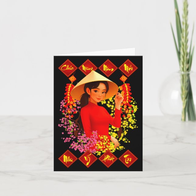 Cartão Chuc Mung Nam Moi Tet Binh Ngo 2026 Vietnamese Gir (Frente)