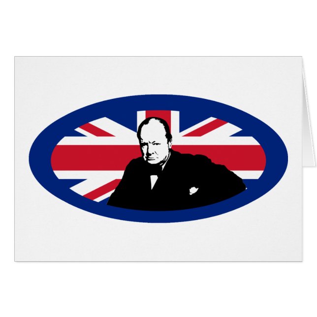 Cartão Churchill e Union Jack (Frente Horizontal)
