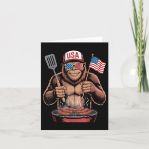 Cartão Churrasco Bigfoot Em 4 De Julho, Sasquatch Patriót