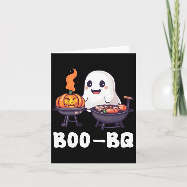 Cartão Churrasco Divertido Rbecue Boo Ghost Halloween Cor (Frente)