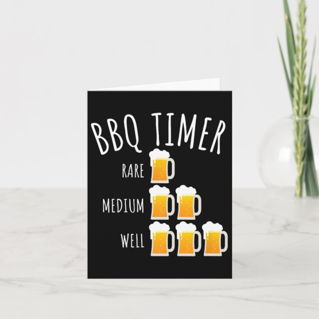Cartão Churrasco Timer Beer Bebendo Engraçado (Frente)