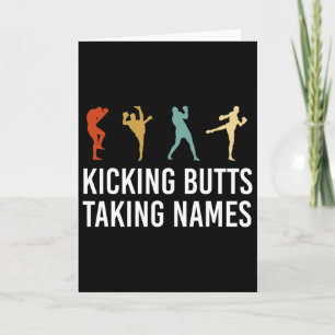 Cartão Chutando Traseiros Tomando Nomes Kickboxing Kickbo