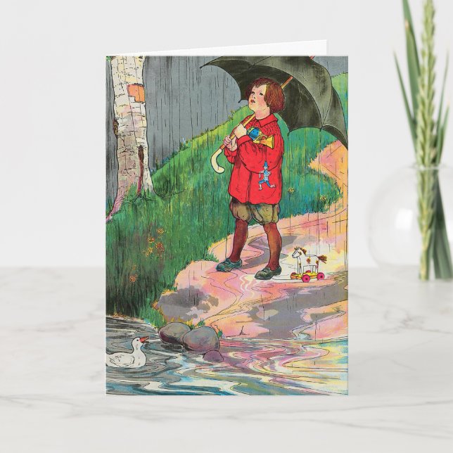 Cartão Chuva, Chuva, Vá Embora - Rima Infantil da Mamãe G (Frente)