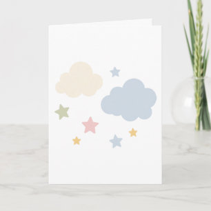 Cartão Chuva de Pastel e Estrelas Baby Shower