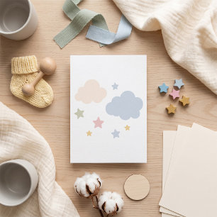 Cartão Chuva de Pastel e Estrelas Baby Shower