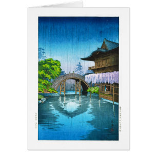Cartão Chuva oriental legal do lago shrine de Kameido do