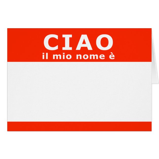 Cartão CIAO il mio nomo e (Frente horizontal)