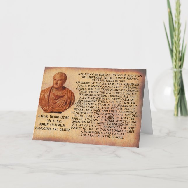 CARTÃO CICERO QUOTE - NATION CANNOT SURVIVE TREASON (Frente)