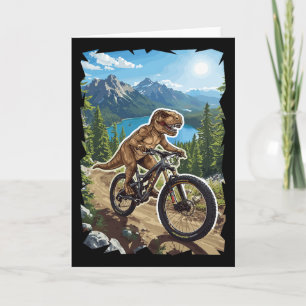 Cartão Ciclismo de Montanha Dinossauro Através da Trilha 