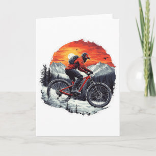 Cartão Ciclismo de Montanha Trilhas de Floresta de Neve P