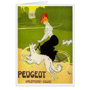 Cartão Ciclo de Passeio de Mulher de Peugeot Vintage com