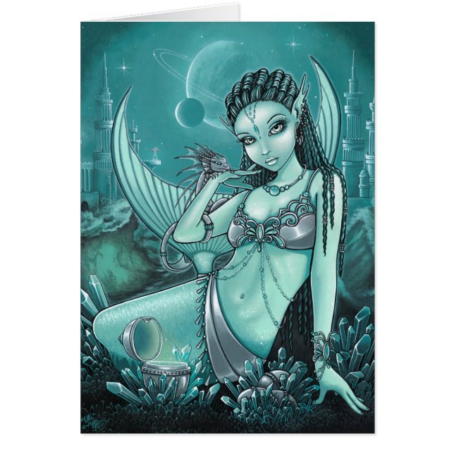 Cartão Cidade celestial do cristal do dragão da sereia (Frente)