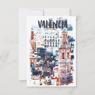 Cartão Cidade de Aquarela da Arquitetura de Espanha de Va