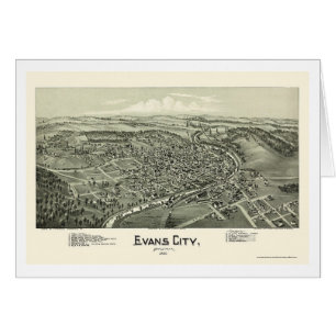 Cartão Cidade de Evans, mapa panorâmico do PA - 1900