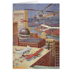 Cartão Cidade de Ficção Científica Vintage, Gelado Vit