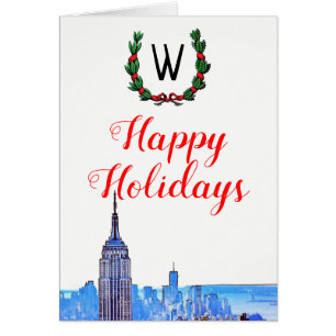 Cartão Cidade de Nova York Etch #2 Silhueta Natal Feliz N