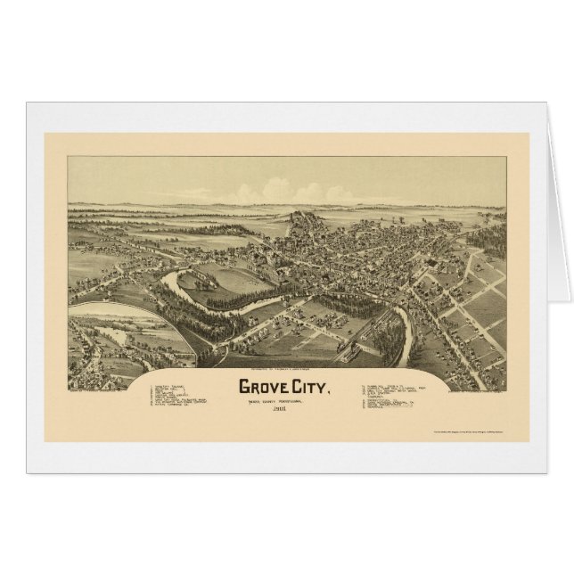 Cartão Cidade do bosque, mapa panorâmico do PA - 1901 (Frente Horizontal)