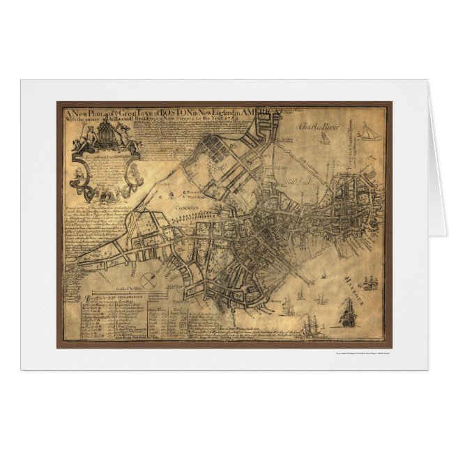 Cartão Cidade do mapa de Boston - 1769 (Frente Horizontal)