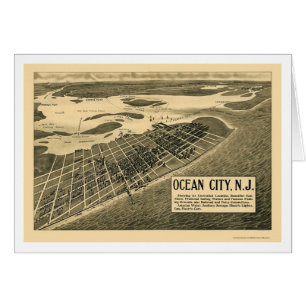 Cartão Cidade do oceano, mapa panorâmico de NJ - 1903